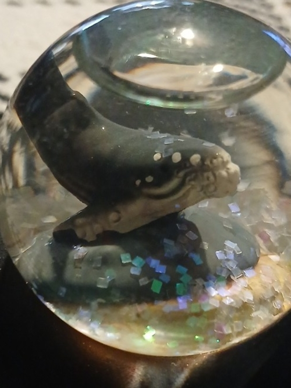 Gray Whale Reptile Ornament Snow Globe - Gray